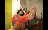 Amateur toetied, hogtied, feet up, tickled snapshot 11