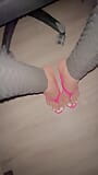 Showing Feet in Pink Thong Wedges snapshot 5