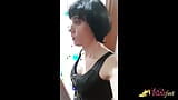 Travesti super cachonda Helena Black se pone un consolador en el culo y lame su propio semen snapshot 2