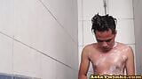 Asian twink showers and solo masturbates with dildo snapshot 11