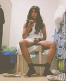 CROSSDRESSER IN DRESSING ROOM CUMMING ON DRESS snapshot 2