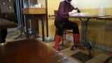 MILF got her crossed legs orgasm in cafe snapshot 10