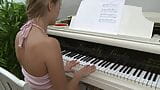 The angry piano teacher! The innocent petite student get a lession by her fermale piano teacher snapshot 2