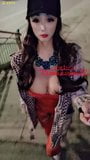 Sexy chinesa transsexual xingzifei usando meias vermelhas siamesas snapshot 4