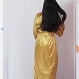 Masturbating and Peeing with Gold Satin Long Nightgown snapshot 1