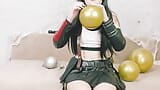 Tifa Lockhart from Final Fantasy talks dirty, blows balloons and pops them with her strong hands snapshot 5