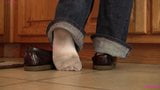 Caroline shoeplay Sperry while doing dishes PREVIEW snapshot 6