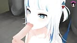 Vtuber Gura - Fellation + Sperme dans la bouche (3D HENTAI) snapshot 4