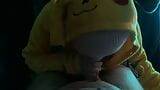 Une pikachu sexy fait une gorge profonde passionnée et reçoit beaucoup de sperme dans la bouche snapshot 3