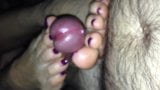 Purple nail polish and footjob. snapshot 9