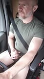 Verbal fit muscular trucker gets horny whilst driving and shoots a load of cum. snapshot 5