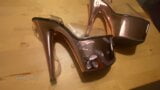 Cumming over Rose Gold Pleaser heels snapshot 4