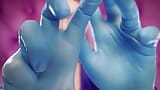 Asmr video - heet klinkend met Arya Grander - blauwe Handschoenen fetisj close-up video snapshot 8