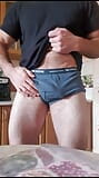 Handsome muscular hairy guy jerks off his huge dick at home snapshot 2