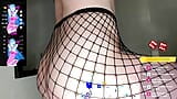 Slutty White Sissy Fag Cam Boy in Fishnet Stockings Showing His Abilities with Big Dildo snapshot 20