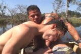 Dos chicos gays calientes se follan y se chupan en la naturaleza snapshot 4