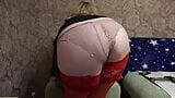 Chubby milf with fat butt, big boobs, hairy pussy on webcam changes panties, masturbates for a stranger. PAWG. Fetish. snapshot 3