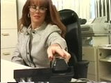 Mature sticks vibrator up her pussy in the office snapshot 1