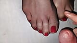 Red toenail cumshot snapshot 4
