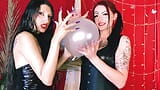 Balloon fetish. Two Mistresses inflate the balloon, play with their long nails on your nerves, and burst the balloon. Ball sound snapshot 6