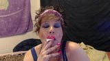 Uber Girly Sissy smoking in Blue lingerie HOT SMOKER!! snapshot 3