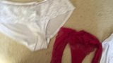 Panties Cum over red knickers snapshot 3