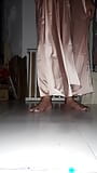 Crossdresser Masturbating Wearing Satin Beach Gown snapshot 7