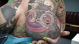 Heavily Tattooed And Pierced Biker Chick Black Widow Sucks snapshot 7