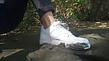 Jon Arteen plays in the mud with his new sneakers Nike Air Force One AF1 sockless. Boy foot fetish gay porn video  This twink tr snapshot 5