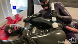 TouchedFetish - Amateur Fetish married couple in shiny latex rubber catsuit - Loud moaning due Magic Wand and vibrator orgasm snapshot 12