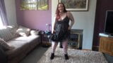 Wife in little black party dress snapshot 2