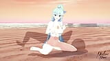 Kono subarashii goddes aqua wordt gepenetreerd op een strand snapshot 7