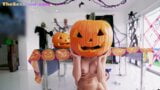 Busty halloween babe riding cock after carving pumpkins snapshot 5