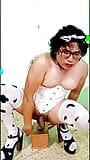 Trans in a cow costume with a rubber cock in her ass snapshot 3