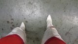 White thigh boots and the tightest red leggings i have snapshot 6