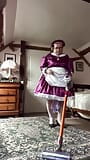 In purple and white maid outfit, from my creation in sewing, to vacuum snapshot 1