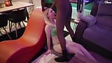 Une jeune femme blonde fait un strip-tease pour son étalon à grosse bite noire devant son mari snapshot 2