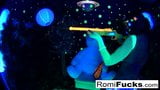 Romi and Dani lesbian black-light fun snapshot 23