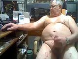 Grandpa jerking off in his workshop milking his dick snapshot 2