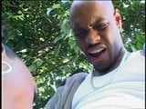 Hustler eats and fucks good juicy black pussy outdoors snapshot 9