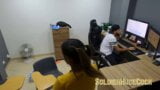 I have a friend helping me clean my office... But she wants to charge me with sex and starts seducing me! snapshot 5