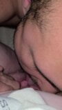 Hubby licking hairy ginger pussy. snapshot 1