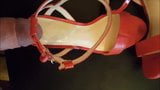 Multiple cumshots on Nine West red sandals. snapshot 7
