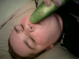 Trailer trash Angie licking and teasing me with cucumber snapshot 3