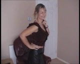 Hot Brit Milf in leather skirt snapshot 3