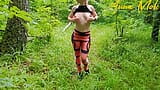 Outdoor masturbation, girl in leggings walking in the woods masturbates pussy and cums. Anna Mole snapshot 2