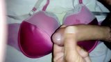 Cumshot on new pink satin bra. snapshot 4