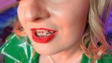 food fetish - eating blowing candy - ASMR video of chewing girl in BRACES with all sounds close up snapshot 14