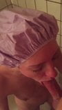 Shower cap blowjob and swallow snapshot 5