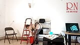 A naked secretary washes a lamp in the director's office. The bitch shows her pussy and ass. c1 snapshot 4